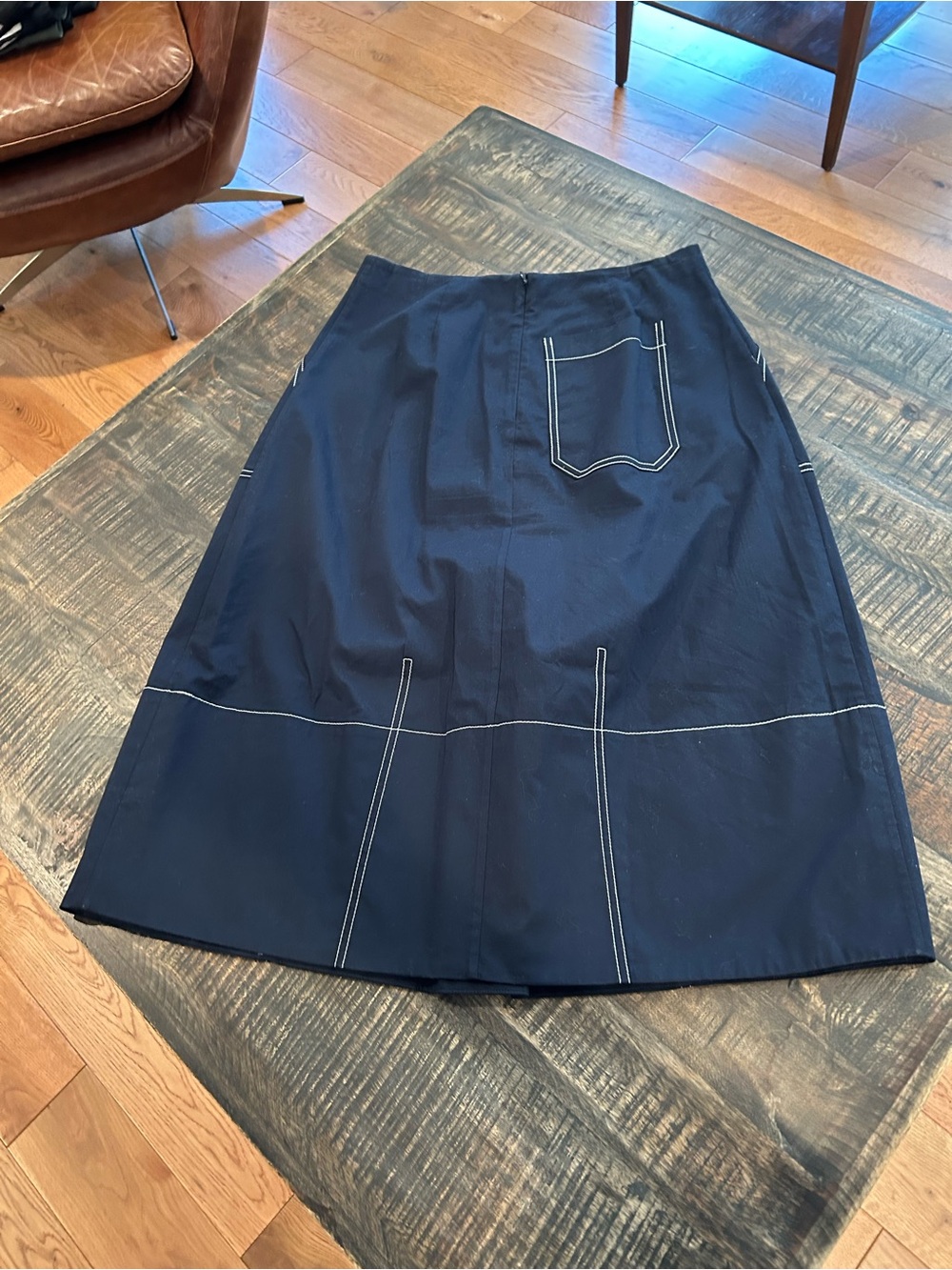 Banana Republic Navy Barrel Midi Skirt Size 8 RT$130 - Picture 6 of 7